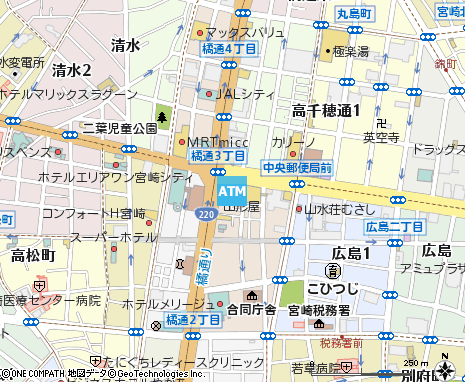宮崎山形屋付近の地図